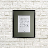 Letterpress art print Tina Fey "Bitches Get Stuff Done" quote, black ink on white crane lettra paper, designed and letterpress printed by inviting in austin texas.