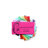 Letterpress bad parking cards with retro lady "Congratulations You Suck at Parking!" by inviting in Austin, Texas.