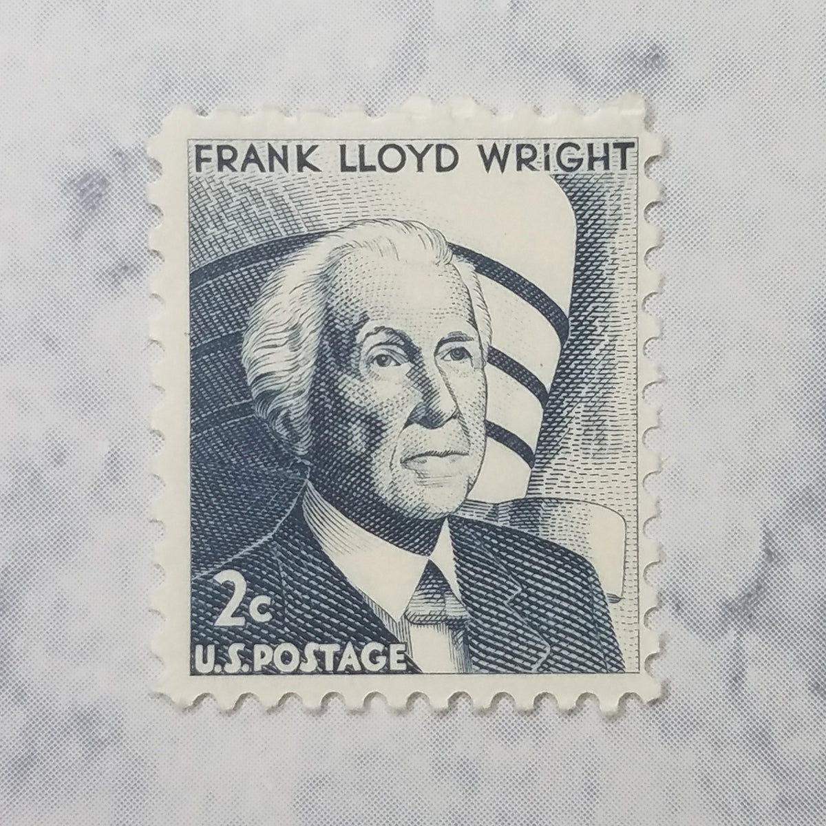 inviting vintage postage stamps of Frank Lloyd Wright inviting