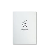 Letterpress aquarius constellation note card, zodiac constellation in black ink by inviting letterpress in austin texas.