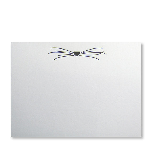 Letterpress cat stationery, cat whiskers letterpress printed in black ink by inviting in austin, texas