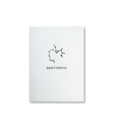 Letterpress sagittarius constellation note card, zodiac constellation in black ink by inviting letterpress in austin texas.