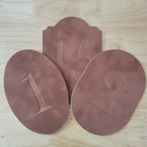 Clove Velvet Table Numbers 4x6