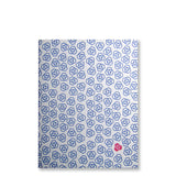 Letterpress floral notecards, geometric pattern in blue and pink with lined pink envelopes, by inviting letterpress in austin texas.