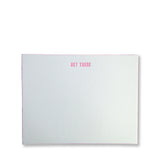 Hey There letterpress stationery in neon pink ink, edge painted, by inviting letterpress in austin texas.