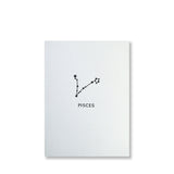 Letterpress pisces constellation note card, zodiac constellation in black ink by inviting letterpress in austin texas.