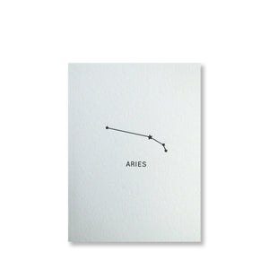 Letterpress leo constellation note card, zodiac constellation in black ink by inviting letterpress in austin texas.