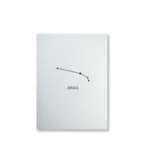 Letterpress aries constellation note card, zodiac constellation in black ink by inviting letterpress in austin texas.