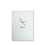 Letterpress taurus constellation note card, zodiac constellation in black ink by inviting letterpress in austin texas.