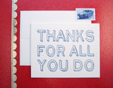 Say thanks this Administrative Professionals / Staff Appreciation day with a letterpress printed card designed & printed by inviting | shopinviting in Austin Texas.